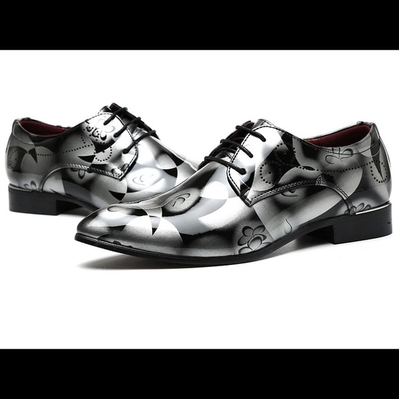 Patent Leather Shoes Floral Oxford Shoes. main image 4